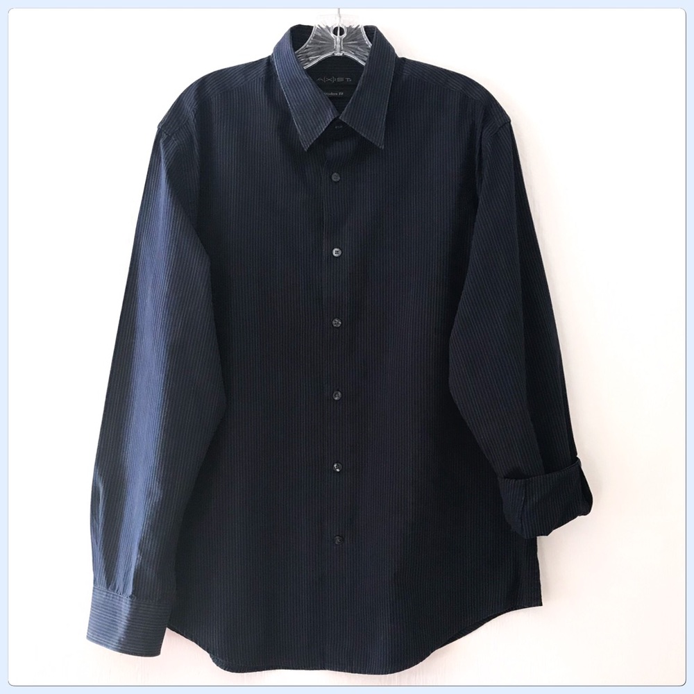 Axist navy blue modern fit strip shirt size L HP